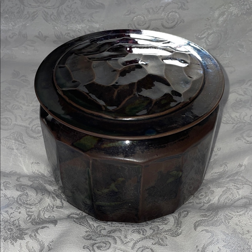 Vintage Dark Ceramic Lidded Jar